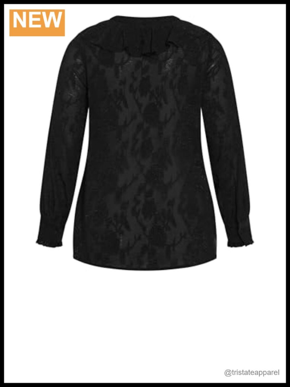 Plus Size Ruffle Neck Blouse with Button Closure Long Sleeve - Picture 5 of 5